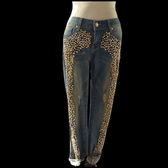 HOLT Maison De Luxe Embellished Distressed Jeans - Picture 5 of 9